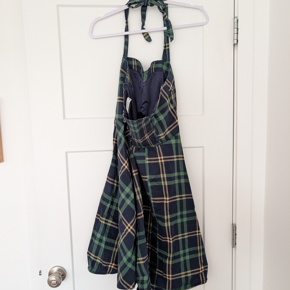 Green and Blue Plaid Retro Dress Size Large - Picture 5 of 7